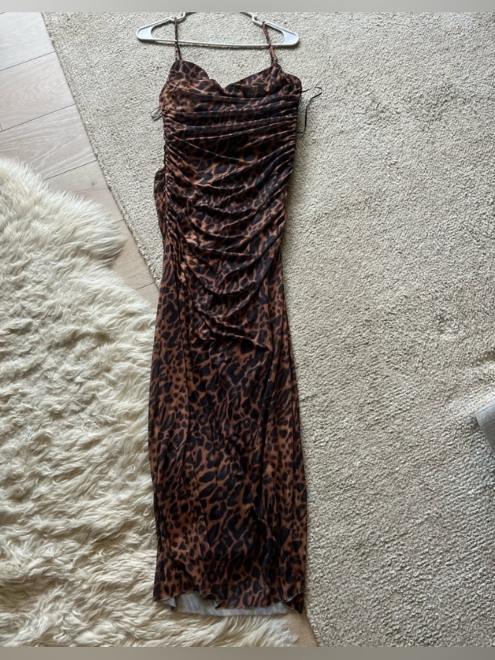 Zara Leopard Print Brown Slip Dress - Women